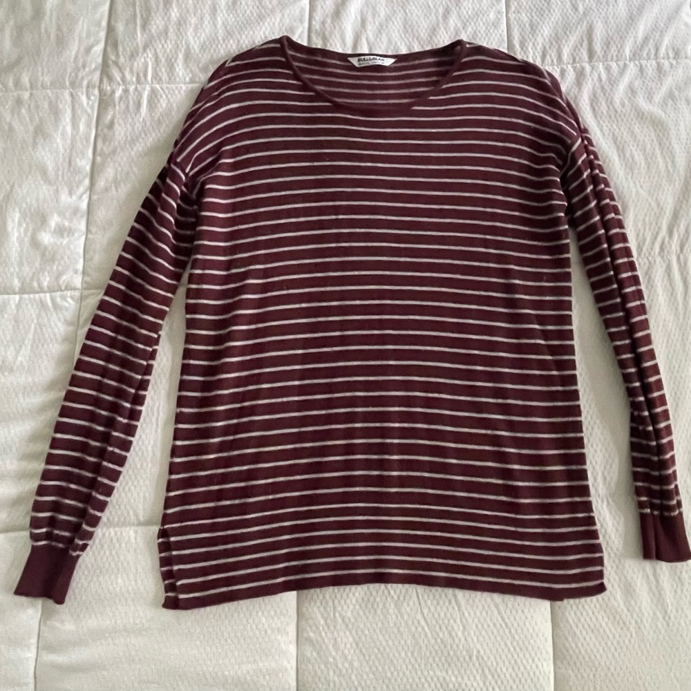 Pull&Bear maroon striped sweater